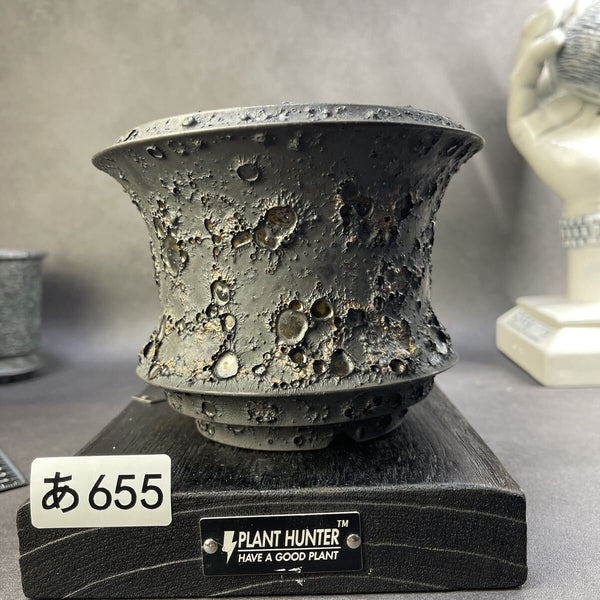 あ655 XL 月面爆裂釉 HAND Made 植木鉢 陶器検（アガベ パキプス 姫巌竜 帝釈天 黒火焔 factory SRL カタチ製作所 グラキリス 塊根植物 f1211770725