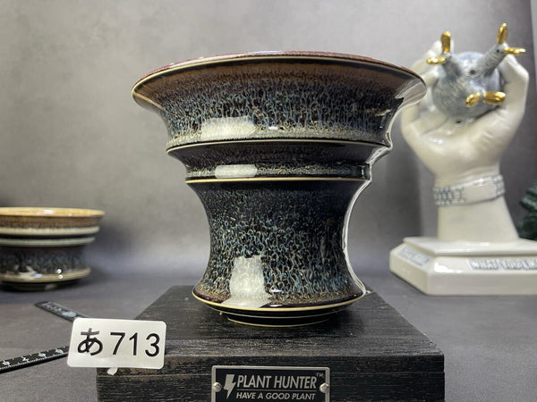 あ713 星雲天目 XL HAND Made 植木鉢 陶器検（アガベ パキプス 姫巌竜 帝釈天 黒火焔 factory SRL カタチ製作所 グラキリス 塊根植物 r1211908803