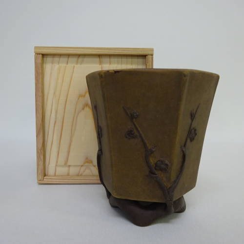 盆栽鉢 中国鉢 箱付き 六角鉢 g1198414999