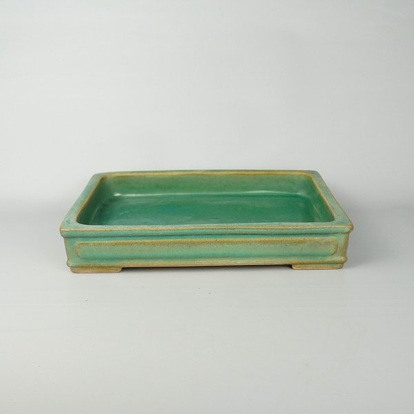 中古水盤 山房 切立正方 鉢 水石 盆栽 花器 釉薬  中古 m1198402299