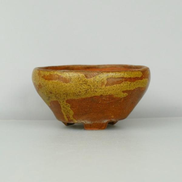 中古盆栽鉢 小香山 長辺 約7.5cm 丸鉢 釉薬 観賞用  中古鉢 m1198410070