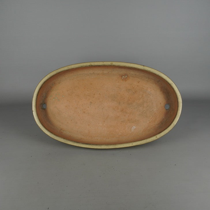 盆栽鉢 は二わ オリジナル鉢 中型 長辺 約21cm 木瓜鉢 赤絵 山水