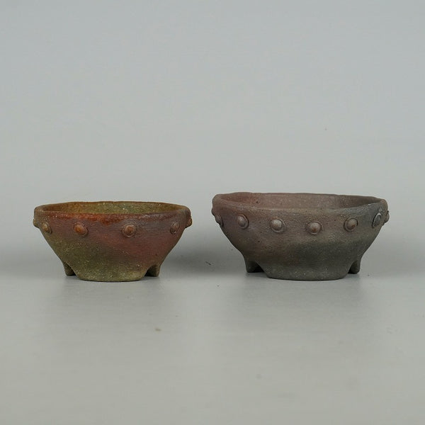 盆栽鉢 文山 越前文山 2個セット 小型 長辺 約 10.3cm 鯖江園芸 丸鉢 鋲打  新品 m1198403895