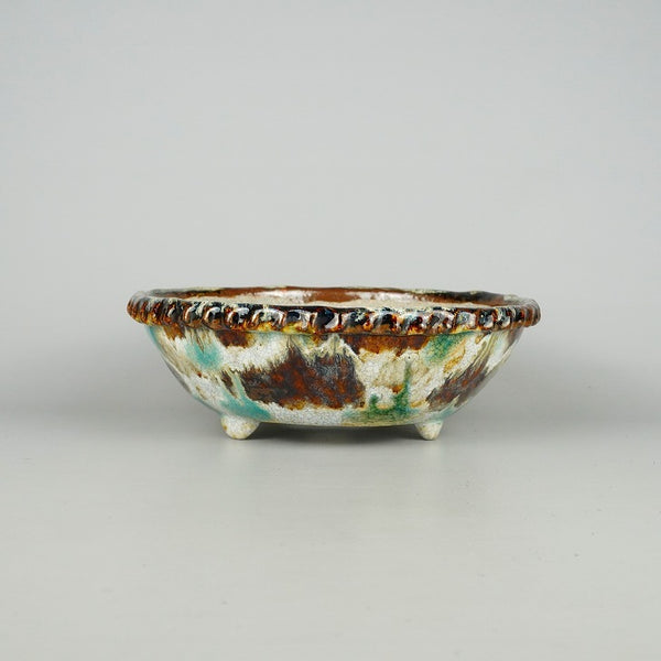 盆栽鉢 文山 越前文山 中型 長辺 約24.5cm 鯖江園芸 丸鉢 釉薬 観賞用  新品 p1198416232