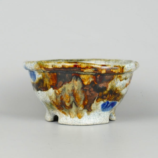 盆栽鉢 てるみ 越前文山 鯖江園芸 小型 長辺 約13cm 丸鉢 釉薬 観賞用  新品 k1198408583