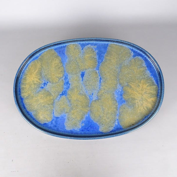 中古 水盤 春松 中型 長辺 約 47.5cm 楕円 鉢 水石 盆栽 花器 釉薬  中古 1198404878