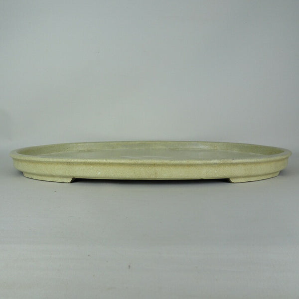 中古 水盤 春松 大型 長辺 約 63.5cm 楕円 鉢 水石 盆栽 花器 釉薬  中古 u1198431007