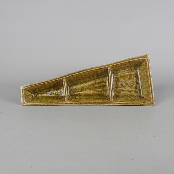 中古 水盤 常滑 服部 中型 長辺 約 29cm 長方 鉢 水石 盆栽 花器  中古 k1198410121