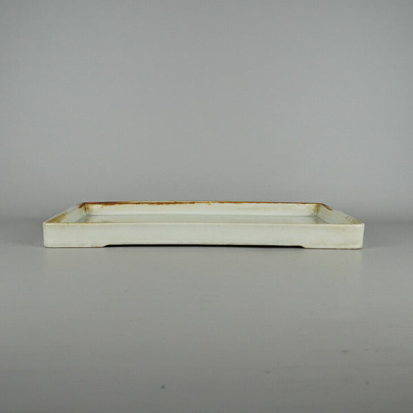 中古 水盤 落款あり 中型 長辺 約39cm 長方 鉢 水石 盆栽 花器  中古 e1198409998