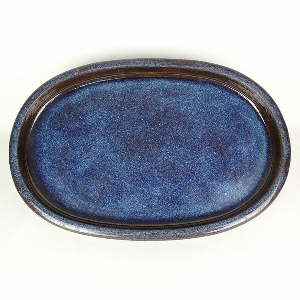 中古水盤 中国制造 大型 長辺 約61.3cm 楕円 鉢 水石 盆栽 花器 釉薬  中古 s1198414818