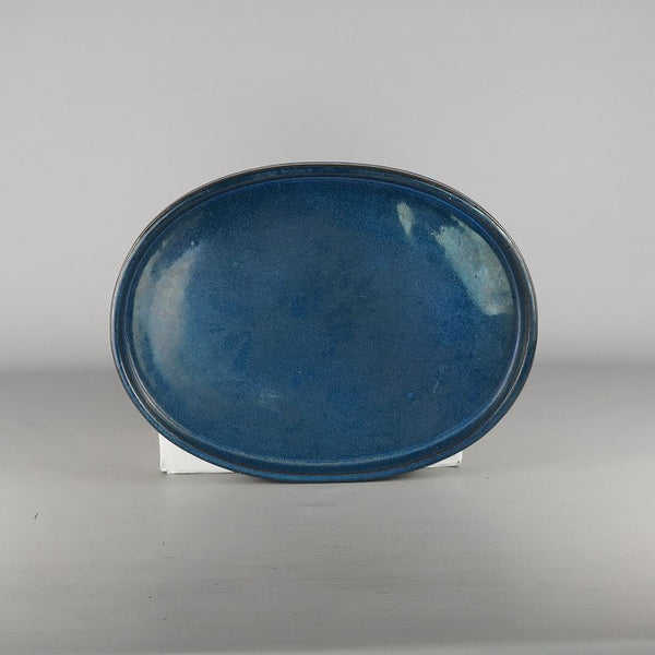 中古 水盤 山秋 松泉焼 大型 長辺 約44.5cm 楕円 鉢 水石 盆栽 花器  中古 h1198427917