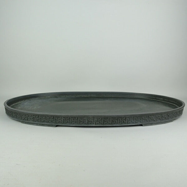 中古 水盤 水庄園 大型 長辺 約61cm 楕円 鉢 水石 盆栽 花器  中古 o1198427318