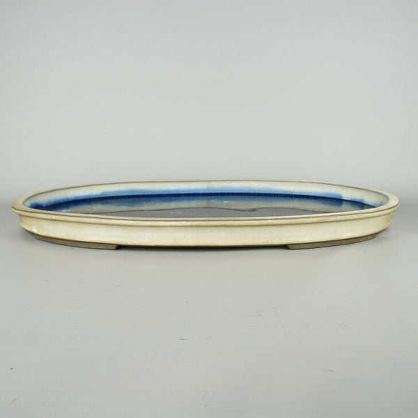 中古水盤 寺畑陶園 大型 長辺 約56cm 楕円 鉢 水石 盆栽 花器  中古 m1198411506