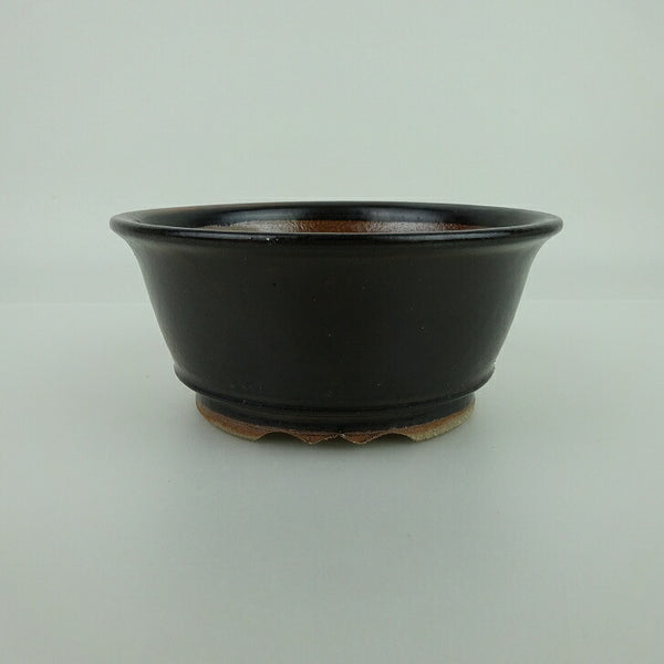 盆栽鉢 ゆうき祥石 小型 長辺 約 12.5cm 丸鉢 縁付 下帯 釉薬  新品 w1198409775