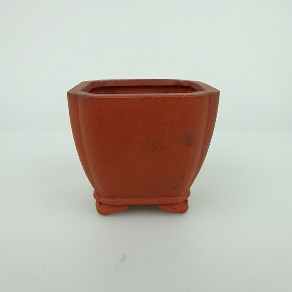 盆栽鉢 青香 小鉢 長辺 約6.8cm 正方鉢 隅入 雲足 下帯 落款なし 泥物 v1198435494