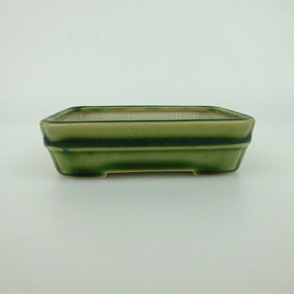 盆栽鉢 青香 小鉢 長辺 約9.5cm 長方鉢 隅入中帯 釉薬 b1198422316