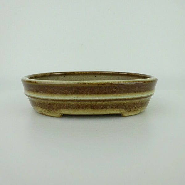 盆栽鉢 青香 小型 長辺 約14.5cm 楕円鉢 中帯 釉薬 f1198413462