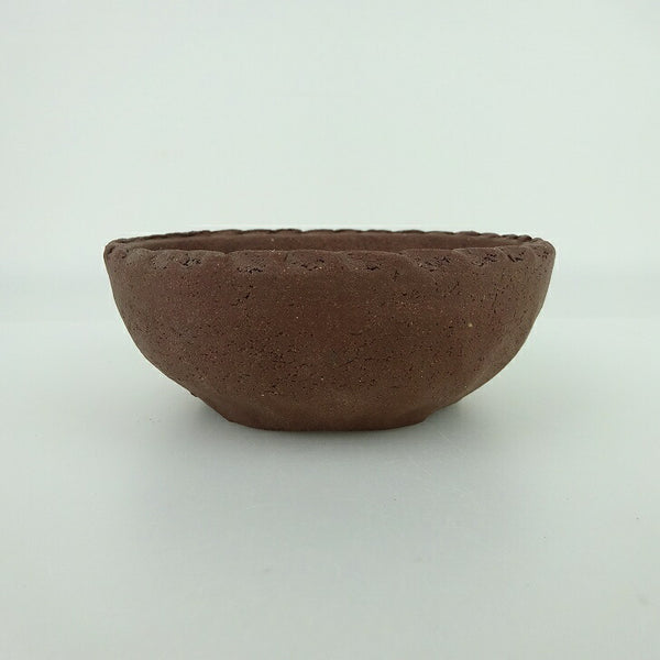 中古 盆栽鉢 誠文窯 小型 長辺 約10.5cm 丸鉢 泥物  中古鉢 m1198403846