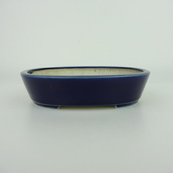盆栽鉢 青香 小型 長辺 約14.8cm 楕円鉢 釉薬 o1198427375