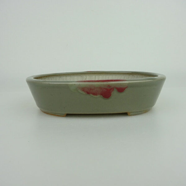 盆栽鉢 青香 小型 長辺 約14.5cm 楕円鉢 釉薬 u1198423494