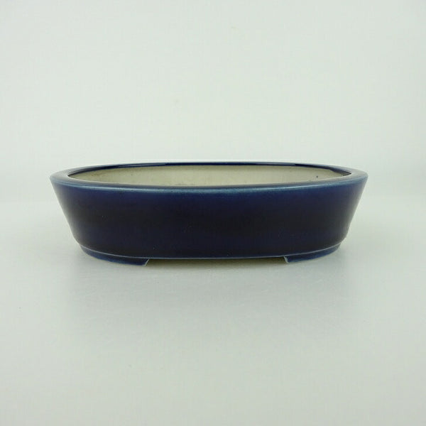 盆栽鉢 青香 小型 長辺 約14.5cm 楕円鉢 釉薬 q1198418706