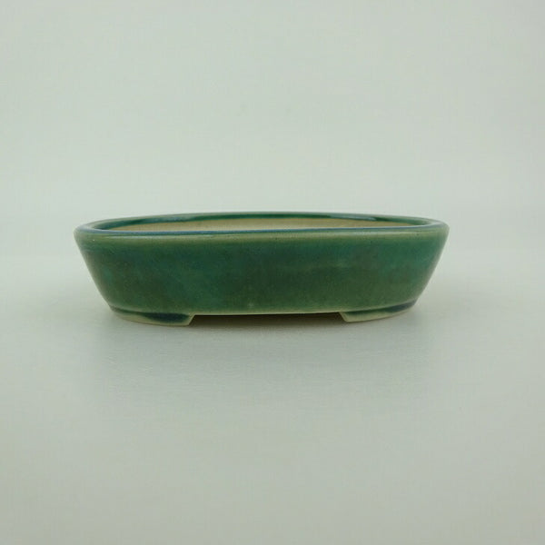 盆栽鉢 青香 小型 長辺 約10cm 楕円鉢 釉薬 g1198419019