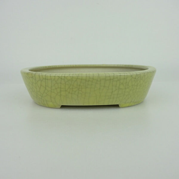 盆栽鉢 青香 小型 長辺 約14.5cm 楕円鉢 貫入 釉薬 l1198410479