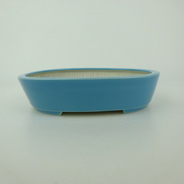 盆栽鉢 青香 小型 長辺 約14.8cm 楕円鉢 釉薬 m1198412060