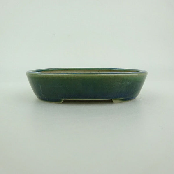 盆栽鉢 青香 小型 長辺 約10cm 楕円鉢 釉薬 o1198428710