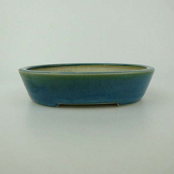 盆栽鉢 青香 小型 長辺 約14.5cm 楕円鉢 釉薬 s1198411288