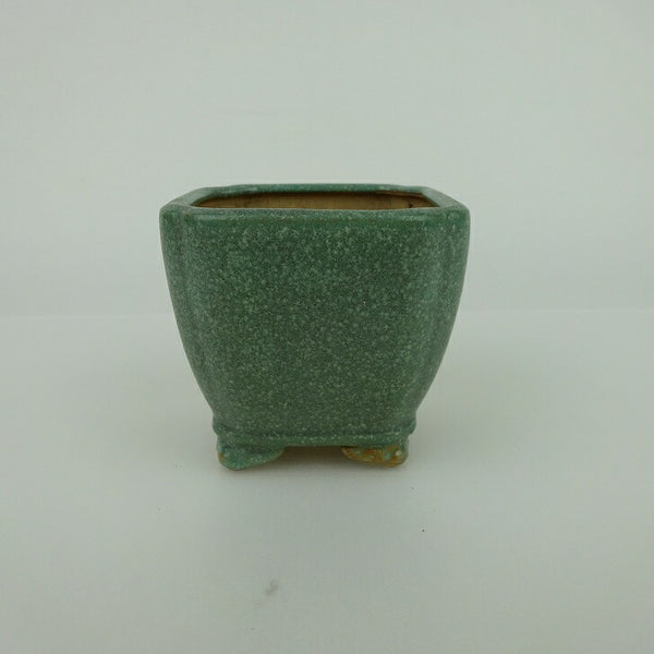盆栽鉢 青香 小鉢 長辺 約6.8cm 正方鉢 隅入 雲足 下帯 釉薬 s1198416812