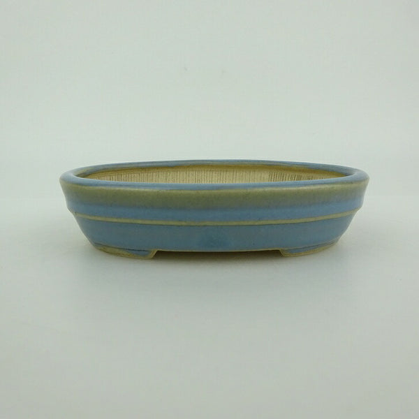盆栽鉢 青香 小型 長辺 約10cm 楕円鉢 中帯 釉薬 n1198412712