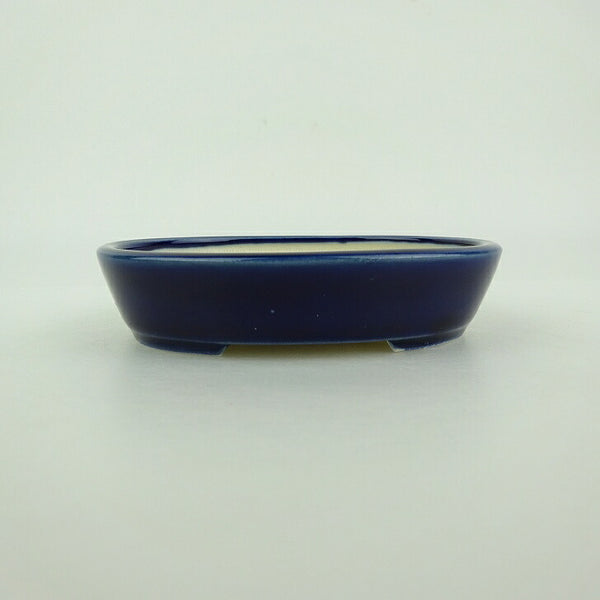 盆栽鉢 青香 小型 長辺 約10cm 楕円鉢 釉薬 m1198412354