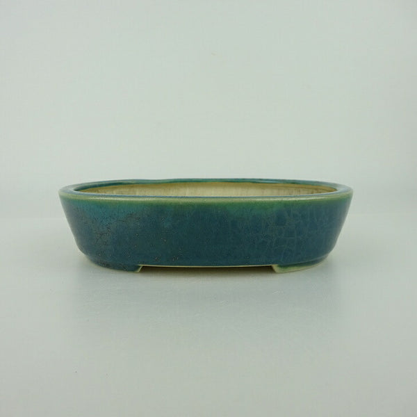 盆栽鉢 青香 小型 長辺 約14.3cm 楕円鉢 釉薬 g1198418973