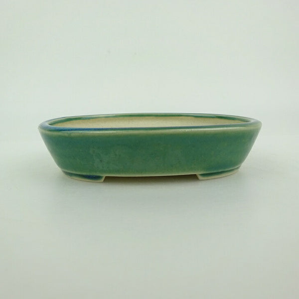 盆栽鉢 青香 小型 長辺 約10cm 楕円鉢 釉薬 m1198409314
