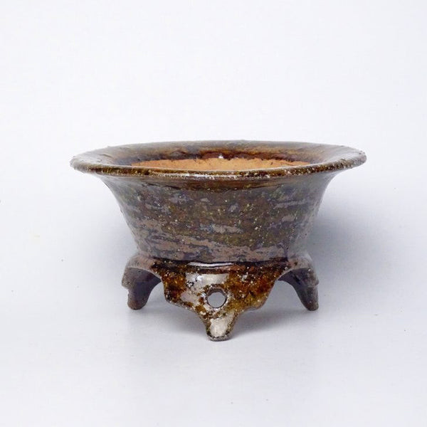 陶工房ヒラシマ 平島安夫 外縁 丸鉢 釉薬 観賞用 盆栽鉢  新品 l1198409293