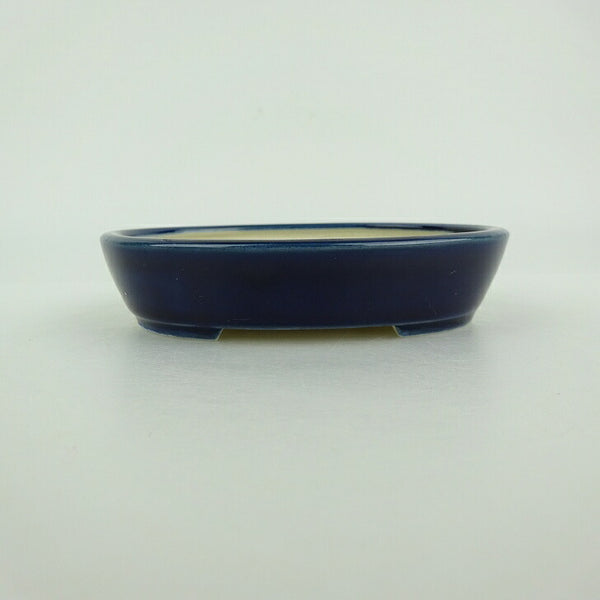 盆栽鉢 青香 小型 長辺 約9.8cm 楕円鉢 釉薬 n1198406497