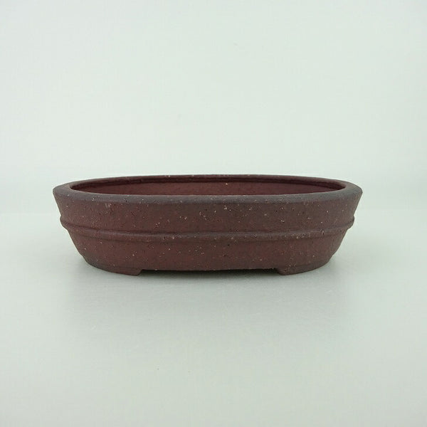 盆栽鉢 青香 小型 長辺 約14.8cm 楕円鉢 中帯 泥物 m1198405490