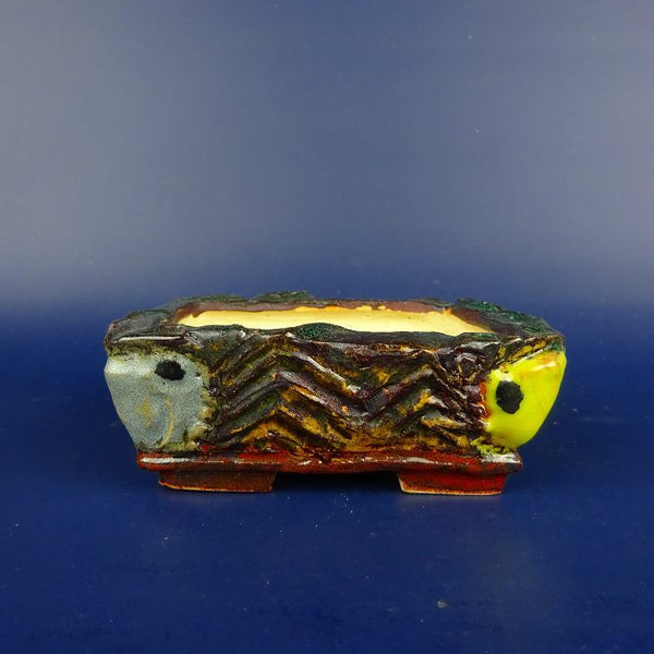 盆栽鉢 正志 古本正志 切足 長方鉢 蟹 釉薬 観賞用  新品 x1198411626