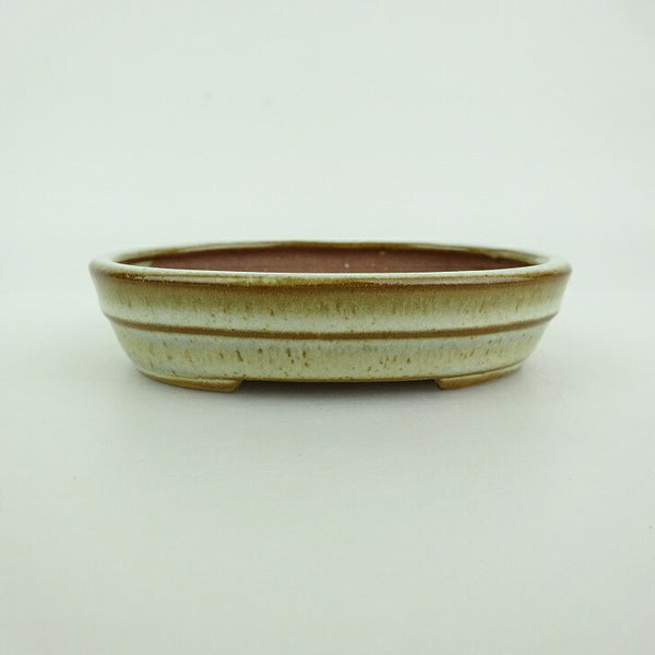 盆栽鉢 青香 小型 長辺 約9.8cm 楕円鉢 中帯 釉薬 h1198422479