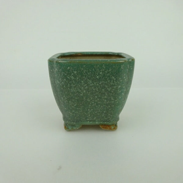 盆栽鉢 青香 小鉢 長辺 約6.8cm 正方鉢 隅入 雲足 下帯 釉薬 w1198409598