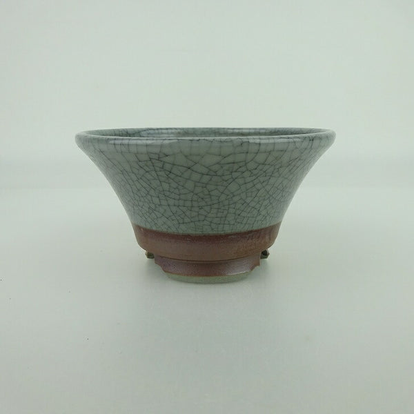 中古 盆栽鉢 昇寿 小鉢 長辺 約8.5cm 丸鉢 落款なし 釉薬  中古鉢 e1198412429