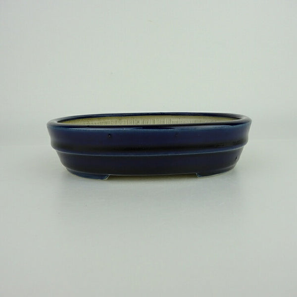 盆栽鉢 青香 小型 長辺 約14.8cm 楕円鉢 中帯 釉薬 1198406764