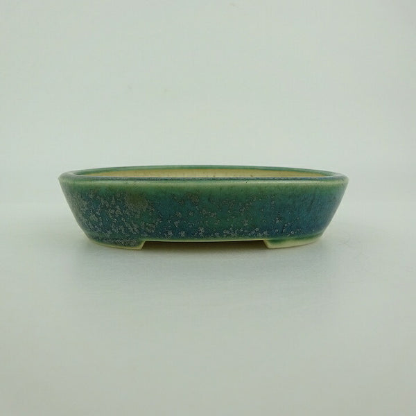 盆栽鉢 青香 小型 長辺 約10cm 楕円鉢 釉薬 b1198424706