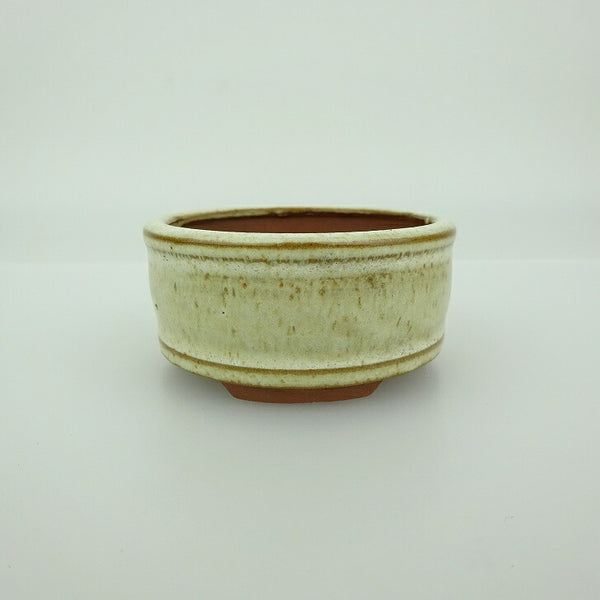 盆栽鉢 青香 小鉢 長辺 約5.8cm 丸鉢 上下帯 釉薬 v1198437128