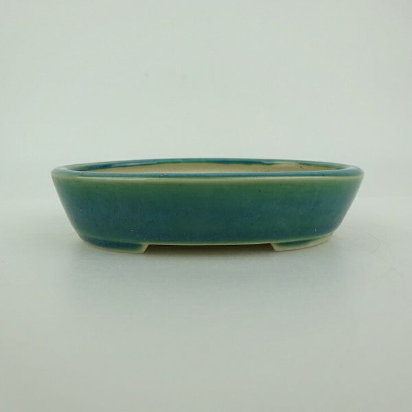盆栽鉢 青香 小型 長辺 約10cm 楕円鉢 釉薬 f1198413807
