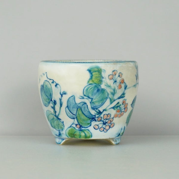 初代 祥石 色絵丸鉢 盆栽鉢  中古鉢 m1198404492