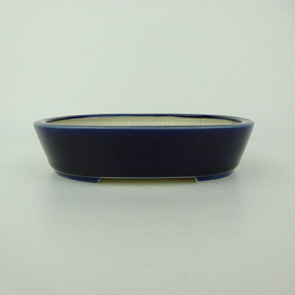 盆栽鉢 青香 小型 長辺 約14.5cm 楕円鉢 釉薬 e1198410979