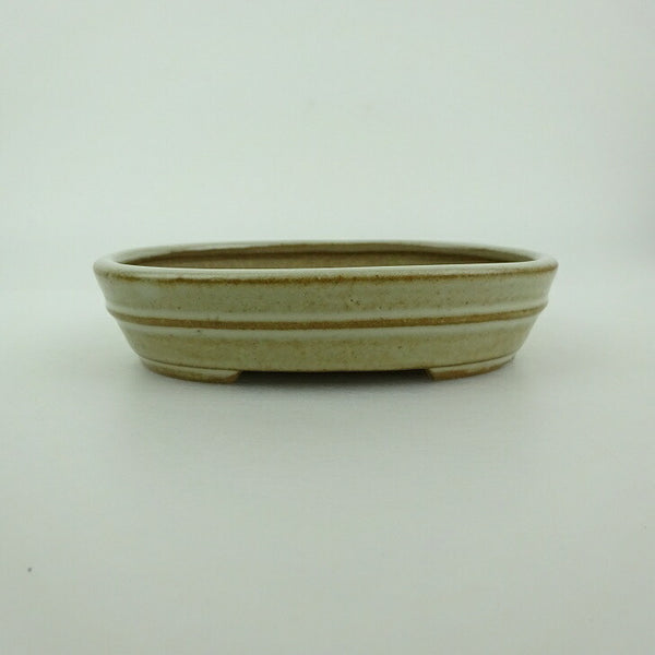 盆栽鉢 青香 小型 長辺 約9.8cm 楕円鉢 中帯 釉薬 s1198413473