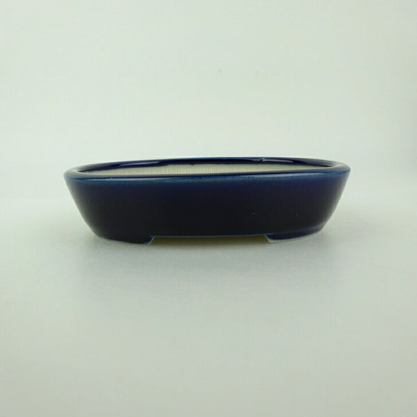 盆栽鉢 青香 小型 長辺 約9.8cm 楕円鉢 釉薬 r1198409810